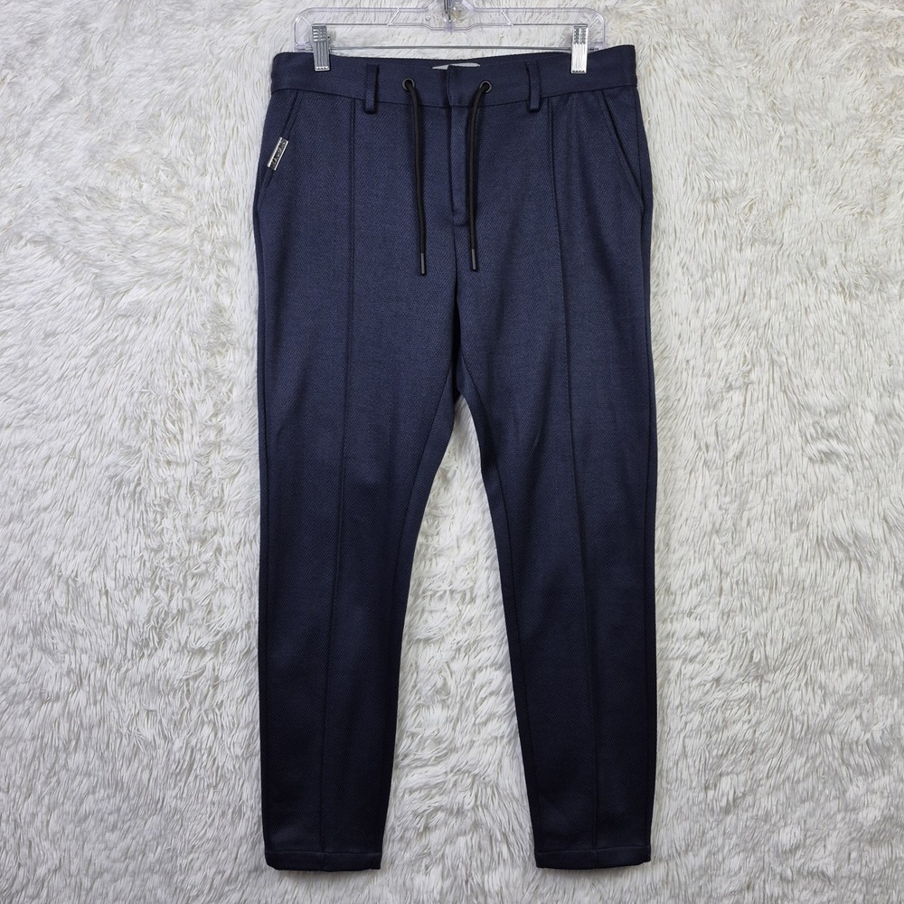 Mauvais Pants Mens 32 Premium Chevron Dark Navy Drawstring Taper